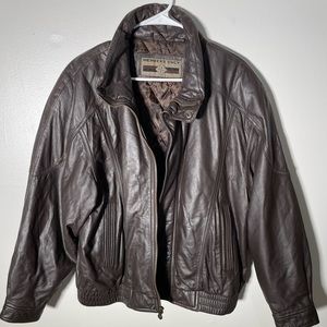 VINTAGE. Real Leather Members Only Bomber Jacket - M - Brown